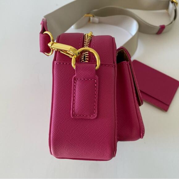 NWT Joy Clean & Chic Saffiano Leather Crossbody Camera Bag with Card Case Pink - Picture 5 of 12